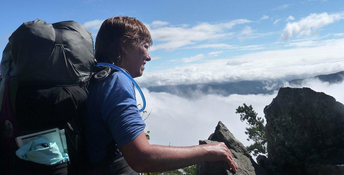 Sherry Adams on one of her hiking trips.