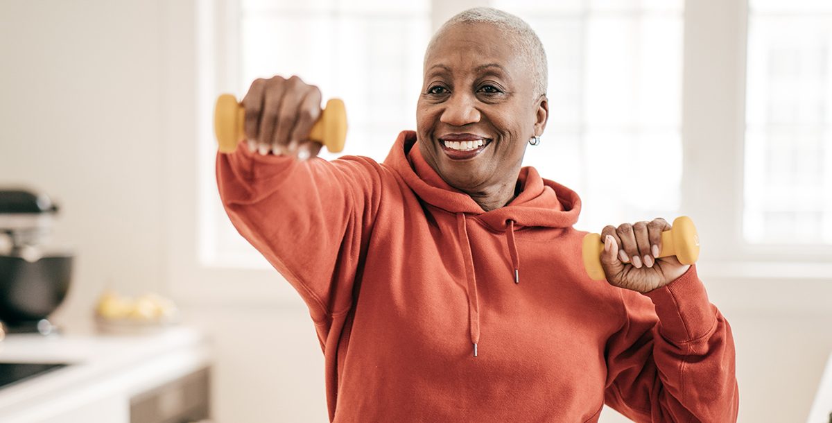 A woman practicing her daily exercise routine.