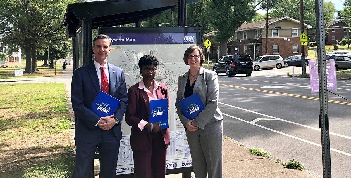 Richmond leadership at new bus shelter