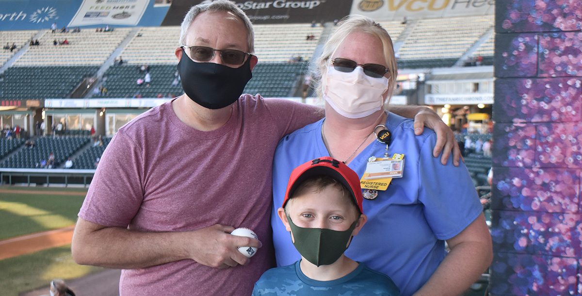 Markus Mines with his family at the game.