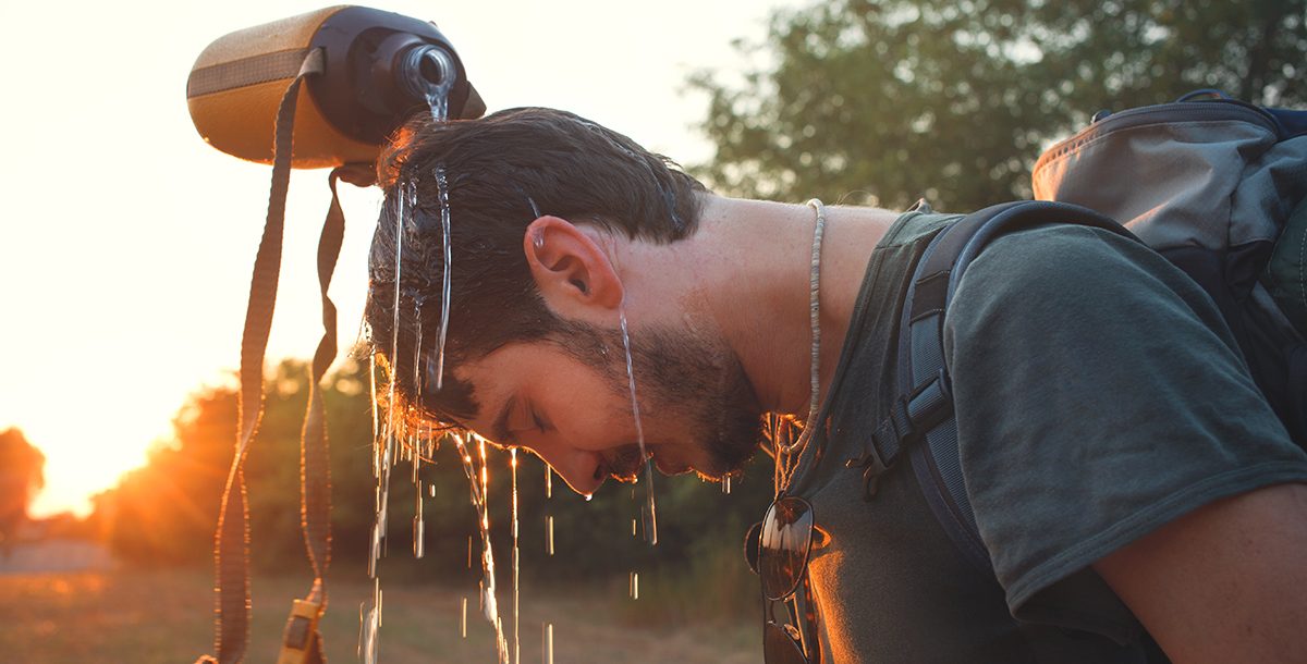 A man cooling off during the summer.