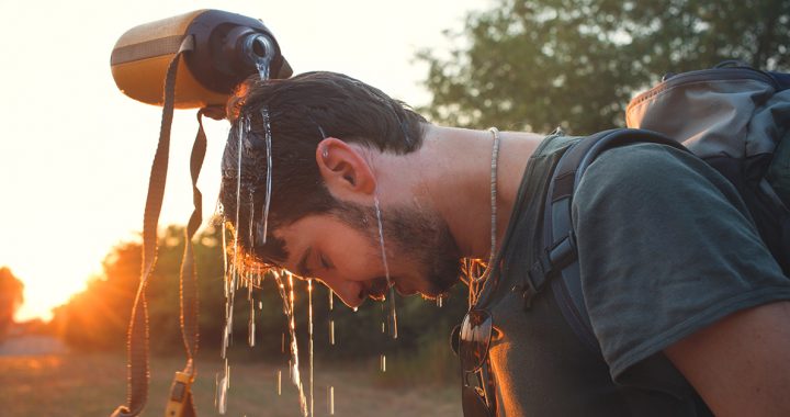 A man cooling off during the summer.