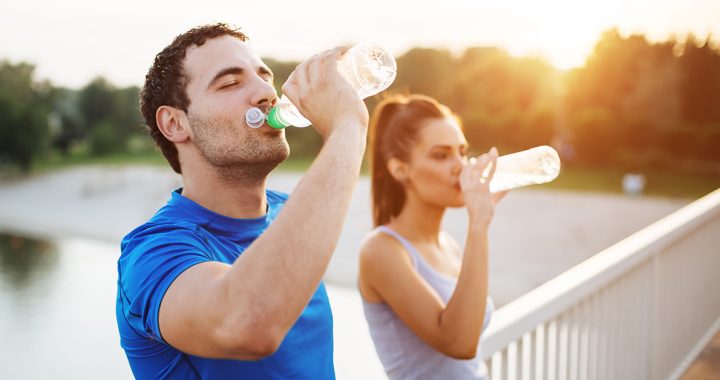 A couple staying hydrated.