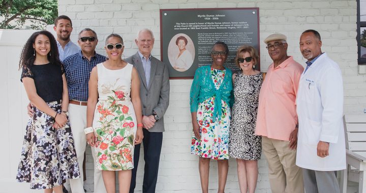 The dedication ceremony for the tribute plaque