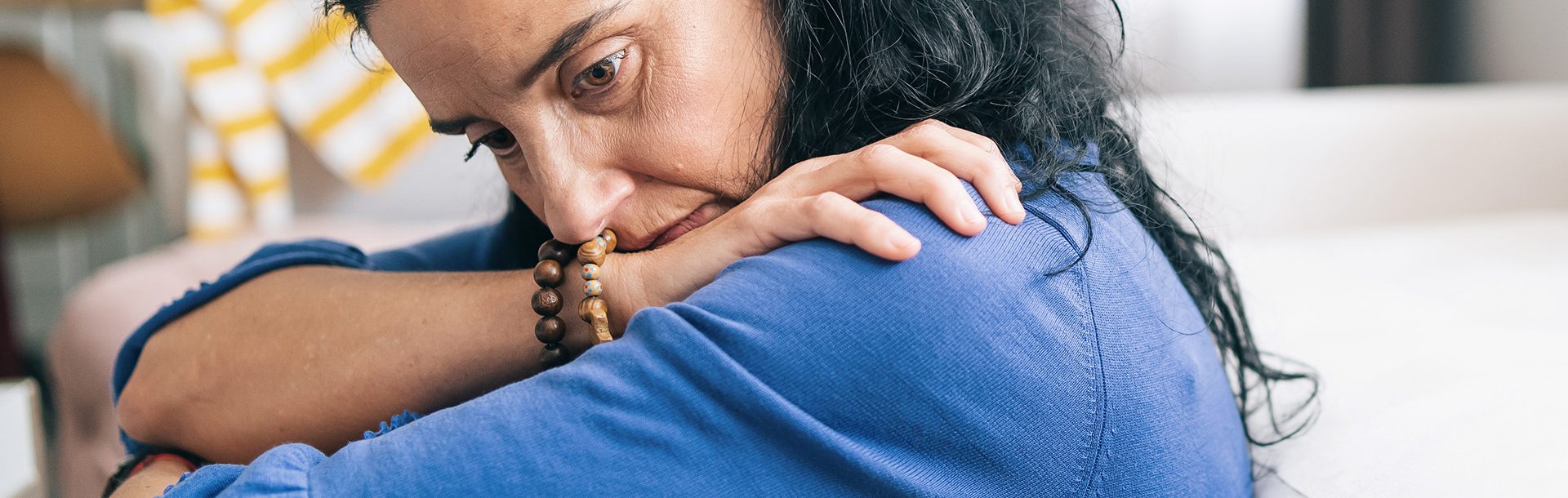 A woman having a panic attack.