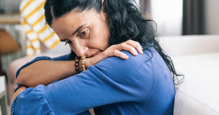 A woman having a panic attack.