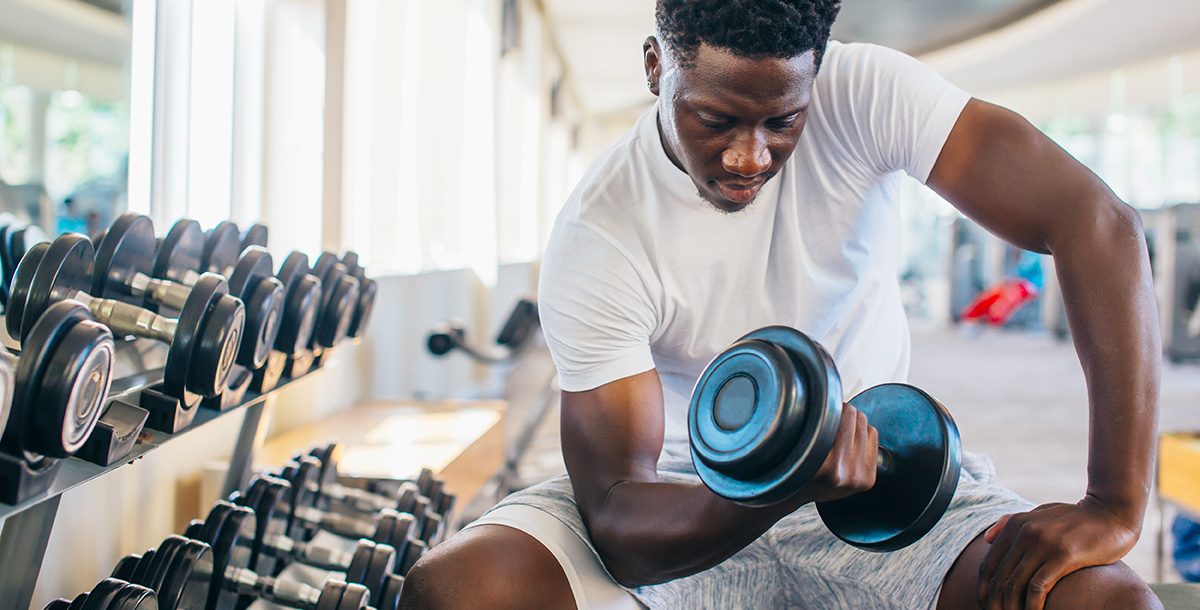 A man lifting weights.