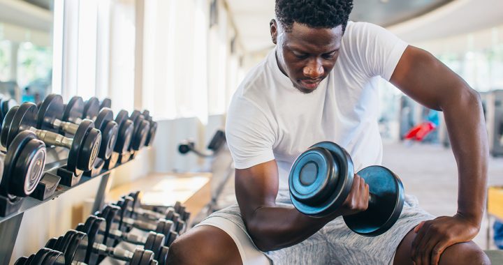 A man lifting weights.