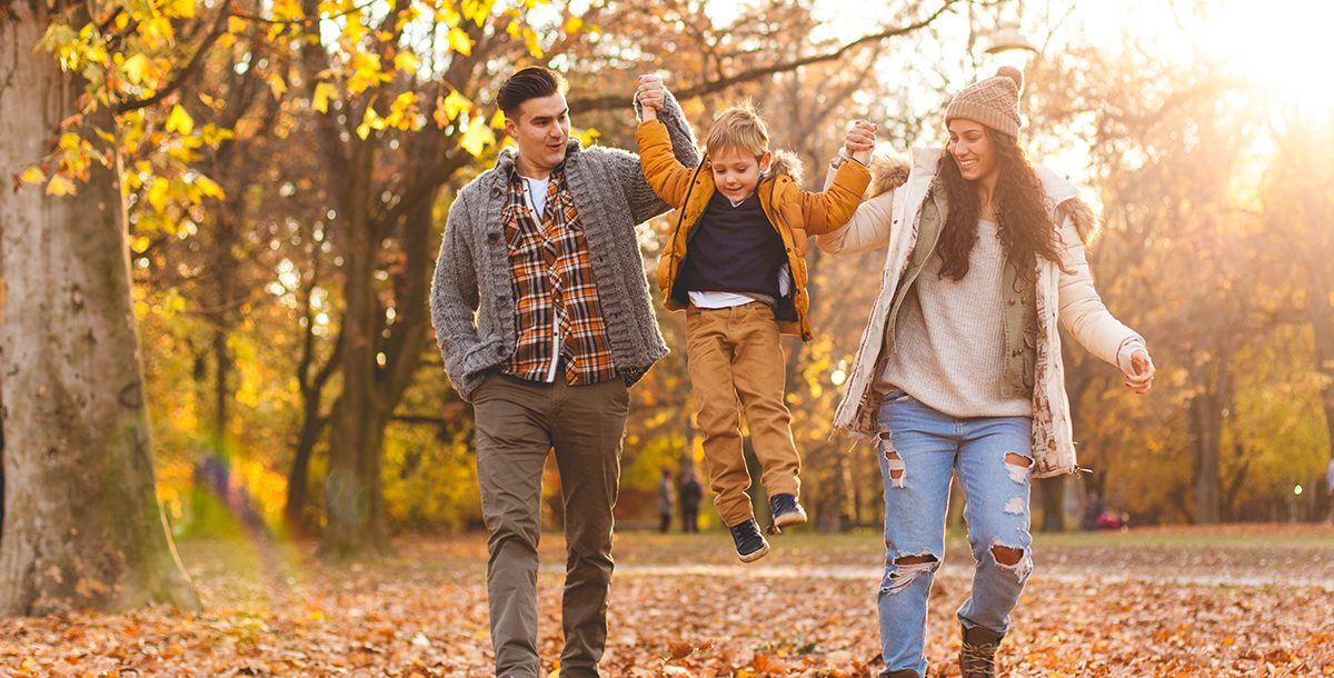 a family enjoying fall together