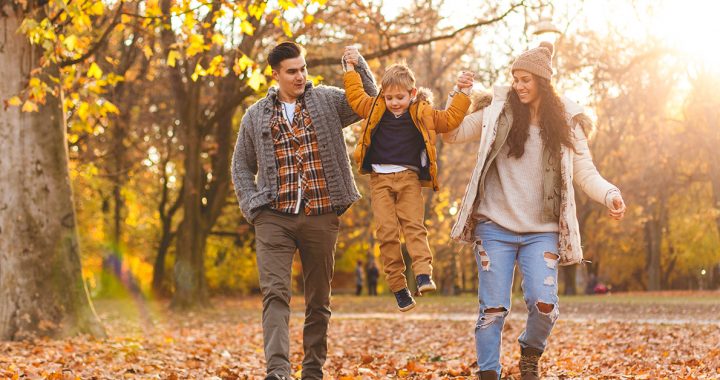 a family enjoying fall together