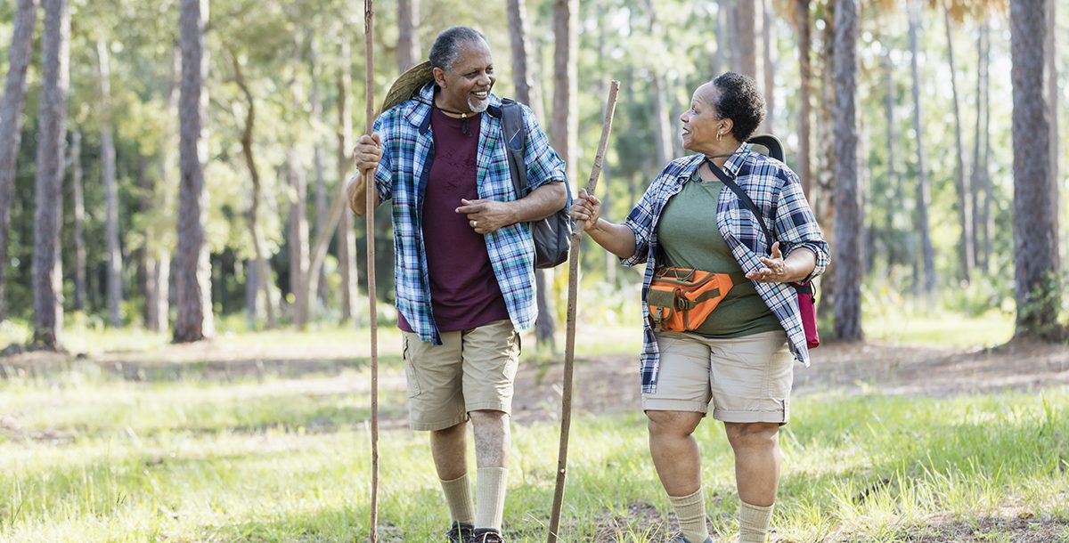 A couple hiking together