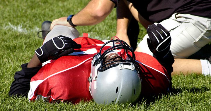 a football player with an injury